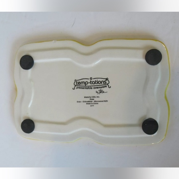 RARE Yellow Old World Rose 8 Pc Set 2 Ceramic 1 QT Plates Lids Baskets - Picture 3 of 15